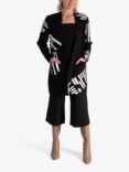 chesca Monochrome Stripe Longline Cardigan, Black/White