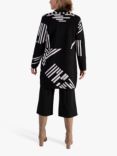 chesca Monochrome Stripe Longline Cardigan, Black/White