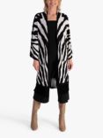 chesca Zebra Fringe Longline Cardigan, Black/White