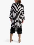 chesca Zebra Fringe Longline Cardigan, Black/White