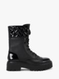 Kurt Geiger London Kensington Leather Quilted Cuff Lace-Up Boots, Black