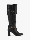 Kurt Geiger London Mayfair Leather Strappy Knee High Boots, Black