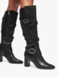 Kurt Geiger London Mayfair Leather Strappy Knee High Boots, Black