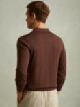 Reiss Trafford Wool Polo Shirt, Treacle Brown