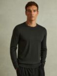 Reiss Wessex Wool Crew Jumper, Dark Military Green