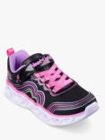 Skechers Kids' Retro Hearts Light Up Trainers, Black/Multi