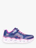 Skechers Kids' Retro Hearts Light Up Trainers, Navy/Multi