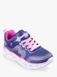 Skechers Kids' Retro Hearts Light Up Trainers, Navy/Multi