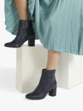 Jones Bootmaker Neptune 3 Leather Heeled Ankle Boots, Navy