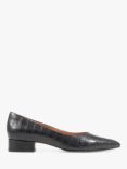 Jones Bootmaker Sunstone Leather Court Shoes, Black Croc