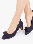 Jones Bootmaker Zelda Suede Bow Heeled Courts, Navy