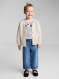 Mango Kids' Freya Ribbed Knitted Cardigan, Light Beige