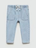 Mango Kids' Biel Cotton Jeans, Open Blue