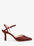 Paradox London Cerys Satin Crystal Buckle Pointed Heeled Courts, Burgundy