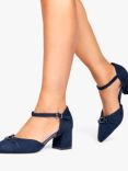 Paradox London Farina Wide Fit Microsuede Pointed Block Heel Sandals, Navy