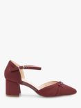 Paradox London Farina Wide Fit Microsuede Pointed Block Heel Sandals, Burgundy