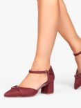 Paradox London Farina Wide Fit Microsuede Pointed Block Heel Sandals, Burgundy