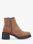 Hush Puppies Adele Suede Chunky Block Heeled Ankle Boots, Tan