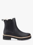 ONLY Bennet 1 Water Resistant Leather Fur Lined Chelsea Boots, Black