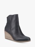 TOMS Casey Leather Wedge Heel Boots, Black