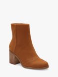 TOMS Evelyn Leather Heeled Ankle Boots, Tan