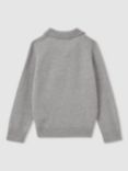 Reiss Kids' Grange Wool Cashmere Blend Collar Long Sleeve Knit Top, Grey Melange