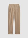 Reiss Kids' Brighton Elasticated Waist Trousers, Soft Camel Brown