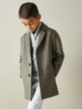 Reiss Kids' Gable Wool Blend Coat, Green Smoke