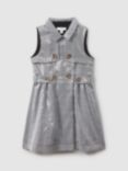 Reiss Kids' Gweneth Sequin Dogtooth Sleeveless Dress, Black/White