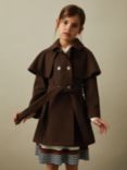 Reiss Kids' Karlie Wool Blend Cape Coat, Chocolate