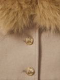 Reiss Kids' Nicole Wool Blend Faux Fur Collar Coat, Oatmeal