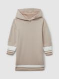 Reiss Kids' Leandra Stripe Detail Hoodie Dress, Mink