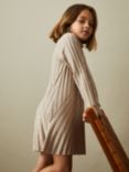 Reiss Kids' Cady Wool Cashmere Blend Roll Neck Jumper Dress, Oatmeal