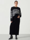 HUSH Kelsey Fair Isle Wool Blend Jumper, Black/Ivory