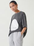 HUSH Metallic Print Oversized T-Shirt, Grey Bing