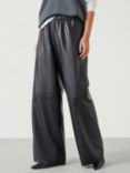 HUSH Agatha Leather Elasticated Waist Wide Leg Trousers