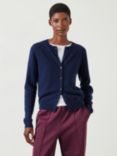 HUSH Daphne Cashmere Button Cardigan, Midnight Navy