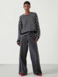 HUSH Casey Stripe Wool Blend Jumper, Black/White