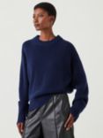 HUSH Cora Chunky Cashmere Jumper, Midnight Navy