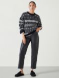 HUSH Georgie Fair Isle Wool Blend Jumper, Black/Ivory