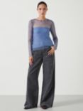 HUSH Una Sparkle Mesh Top, Dusty Blue