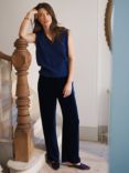 NRBY Thea Silk Blend Velvet Trousers, Midnight