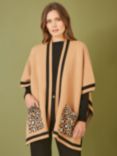 Yumi Colour Block Knitted Cape, Camel