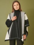 Yumi Colour Block Knitted Cape, Black