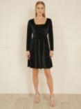 Yumi Velvet Diamante Dress, Black