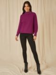 Yumi Pearl Embellished Jumper, Plum