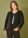 Yumi Velvet Leopard Reversible Jacket, Black