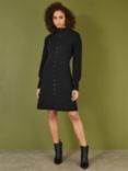 Yumi Rib Knit Shirt Dress, Black