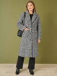 Yumi Boucle Longline Overcoat, Grey/Multi