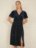 Yumi Sparkle Velvet Wrap Dress, Navy